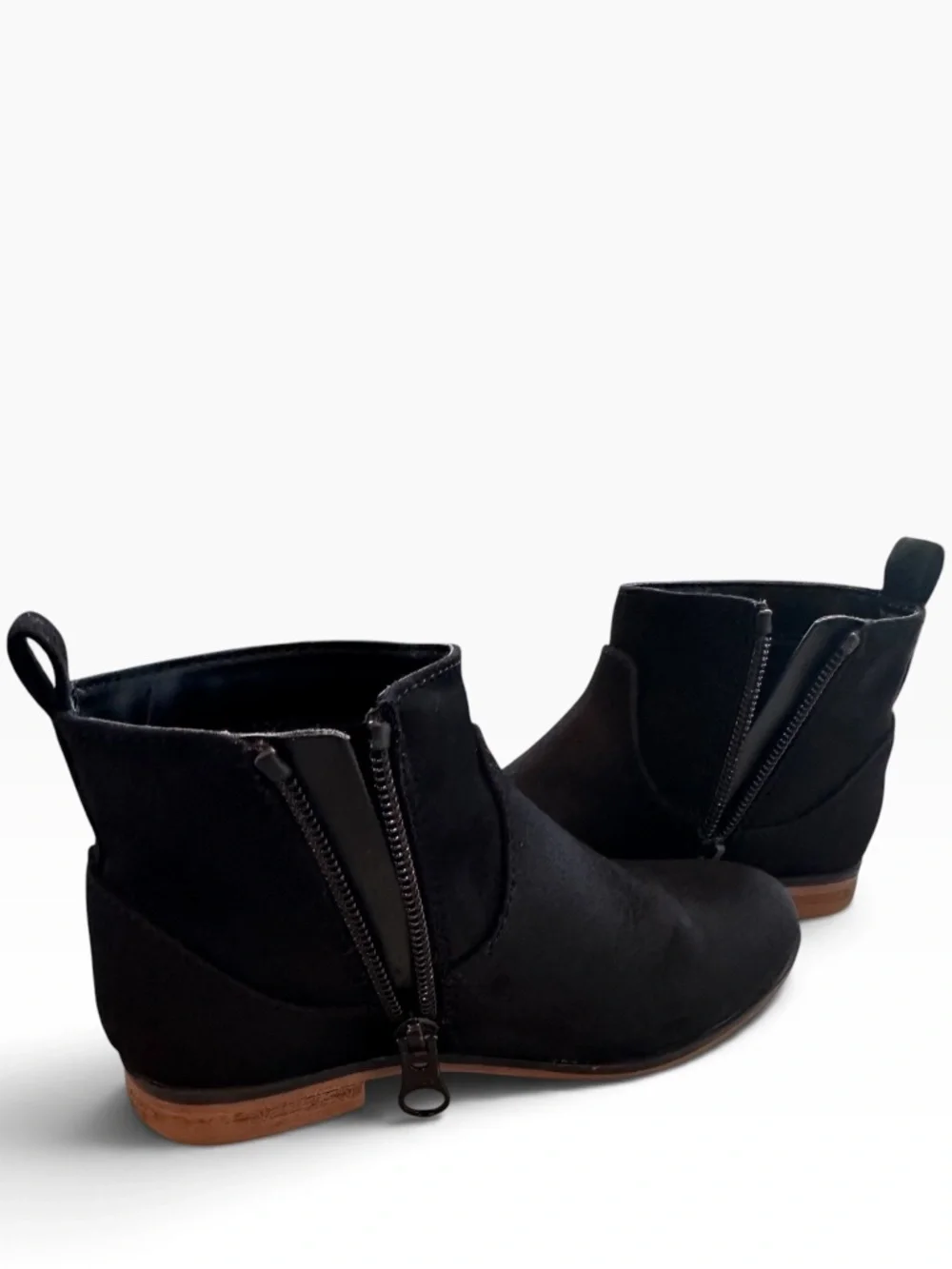 Cat & Jack Girls Black Faux Suede Side Zip Ankle Booties Size 10 Toddler 🥾